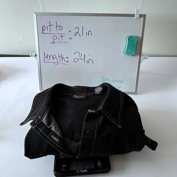 Vintage 90s Western Rancher Black Denim Jacket Shirt NY Jeans Large Streetwear - Picture 11 of 11